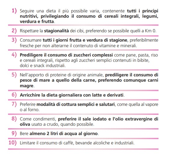 decalogo osservatorio Onda alimentazione